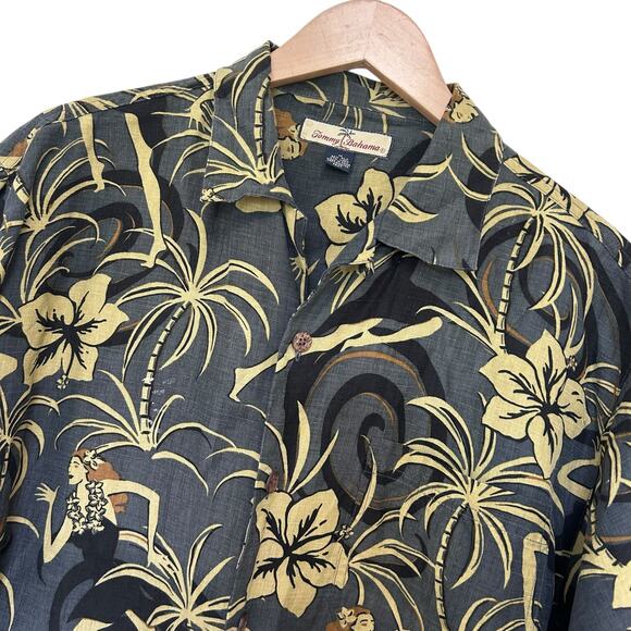 Tommy Bahama Silk Linen Blend Hawaiian Short Sleeve Button Down Sz M - Picture 1 of 4
